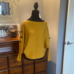 Chic Mustard Button-Detail Women's Sweater
